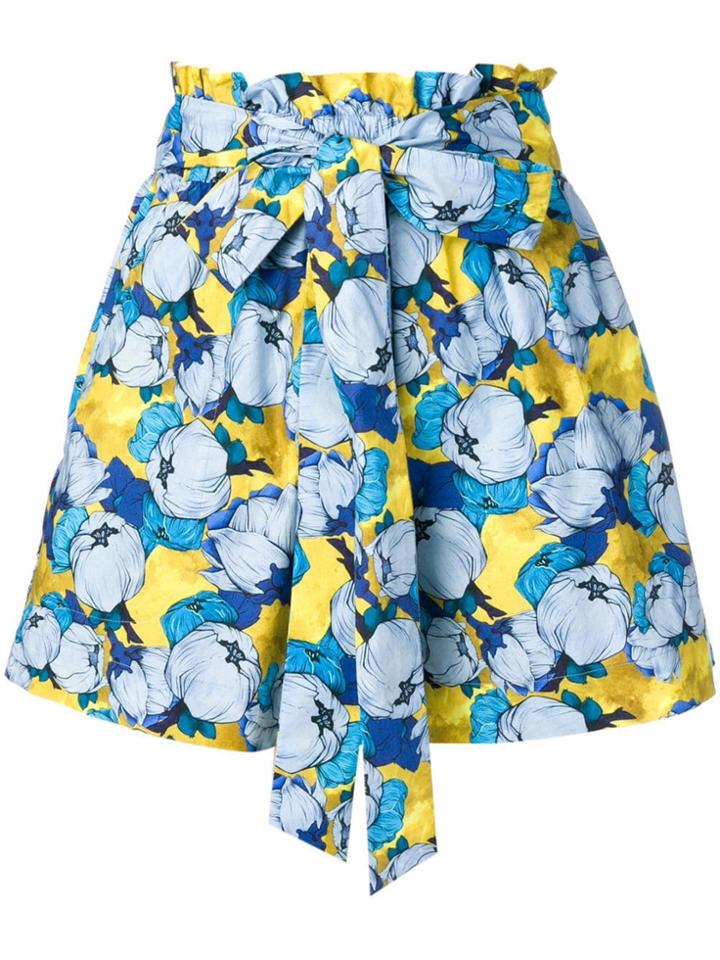 Pinko High Waisted Printed Shorts - Blue