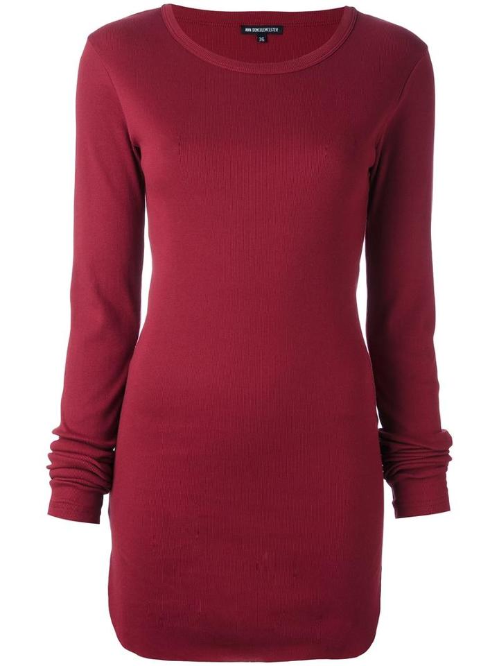 Ann Demeulemeester Curved Hem Top, Women's, Size: 40, Red, Cotton