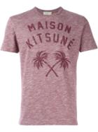 Maison Kitsuné Palm Tree Print T-shirt, Men's, Size: Xl, Pink/purple, Cotton