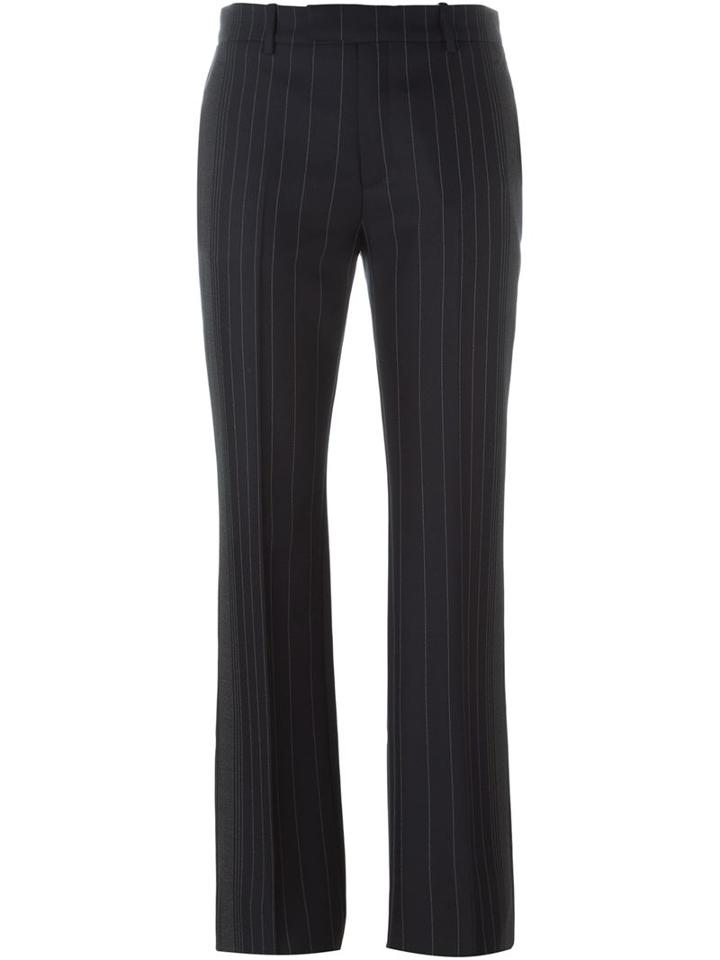 Maison Margiela Flared Pinstripe Trousers, Women's, Size: 42, Black, Cotton/virgin Wool