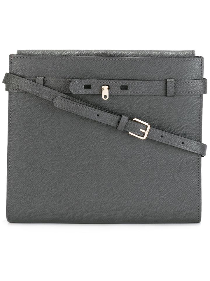 Valextra Grained Crossbody Bag - Grey