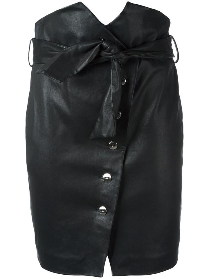 Iro Buttoned Leather Skirt, Women's, Size: 36, Black, Lamb Skin