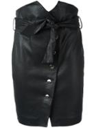 Iro Buttoned Leather Skirt, Women's, Size: 36, Black, Lamb Skin