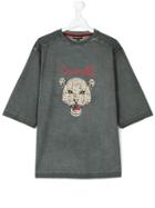 Roberto Cavalli Kids - Teen Over-dyed Leopard Motif T-shirt - Kids - Cotton/elastodiene - 16 Yrs, Grey
