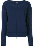 Armani Jeans - Collarless Zip Cardigan - Women - Polyamide/polyester/spandex/elastane/viscose - 40, Blue, Polyamide/polyester/spandex/elastane/viscose