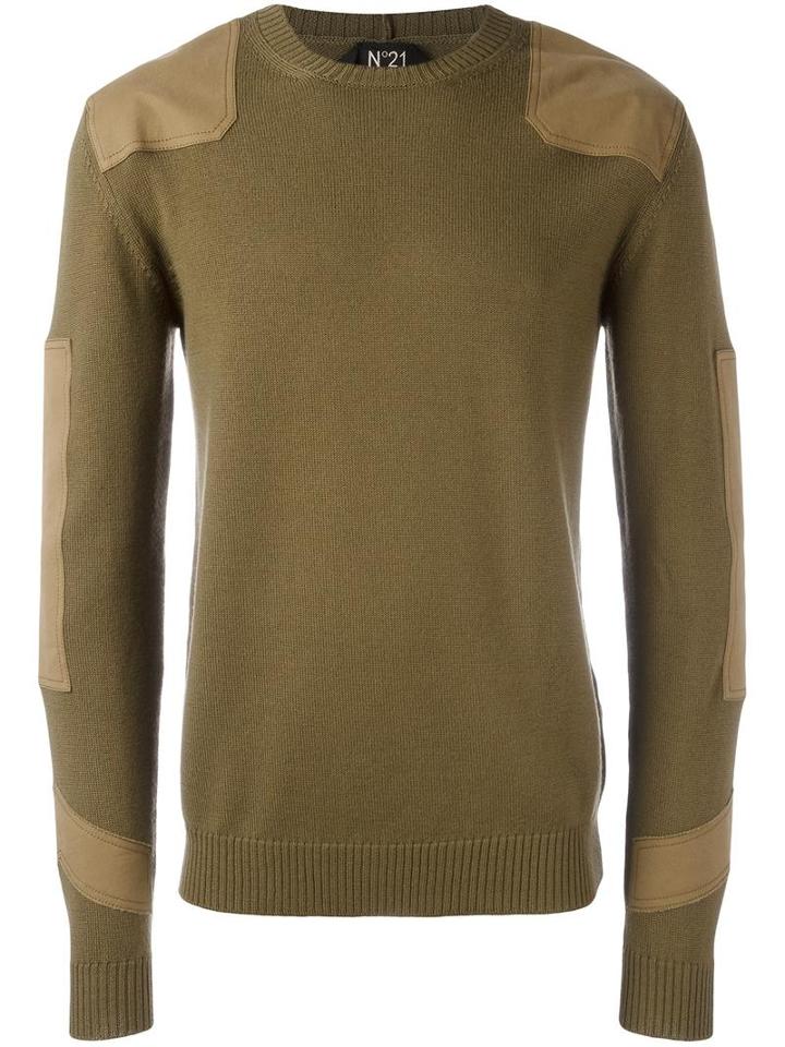 No21 Panelled Jumper, Men's, Size: 46, Green, Virgin Wool/cotton/spandex/elastane
