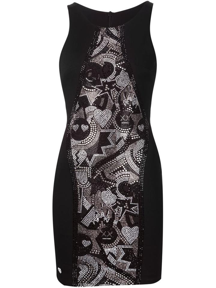 Philipp Plein 'emoji Racer' Dress, Women's, Size: Medium, Black, Polyester/spandex/elastane/viscose/crystal
