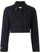 Red Valentino Cropped Jacket, Women's, Size: 42, Blue, Wool/polyamide/cotton/viscose