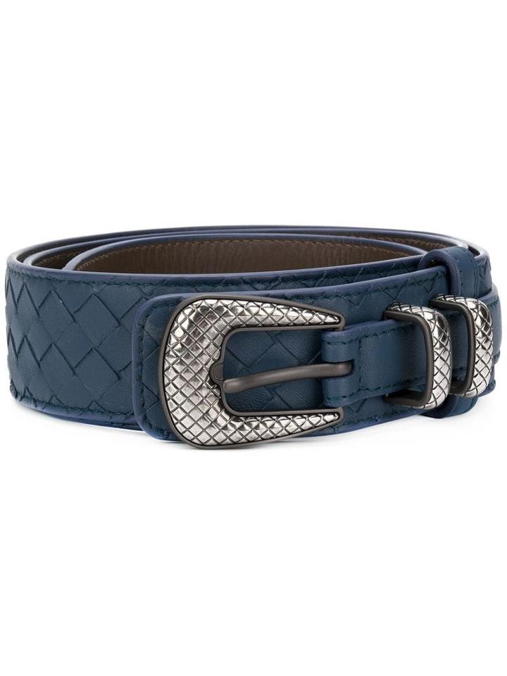 Bottega Veneta Denim Intrecciato Nappa Belt - Blue