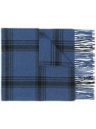 Golden Goose Deluxe Brand Plaid Fringe Hem Scarf - Blue