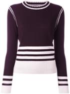 Chinti And Parker Sporty Stripe Sweater, Women's, Size: Xs, Pink/purple, Merino