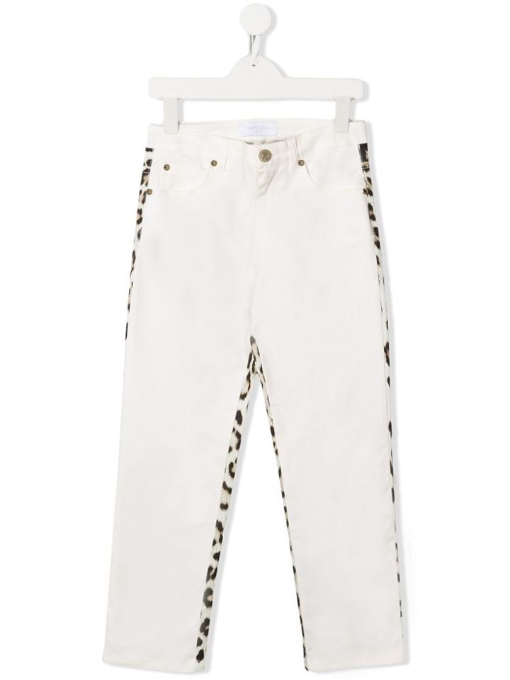 Roberto Cavalli Junior Leopard Print Trousers - White
