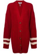 Msgm Striped Pattern Cardi-coat - Red