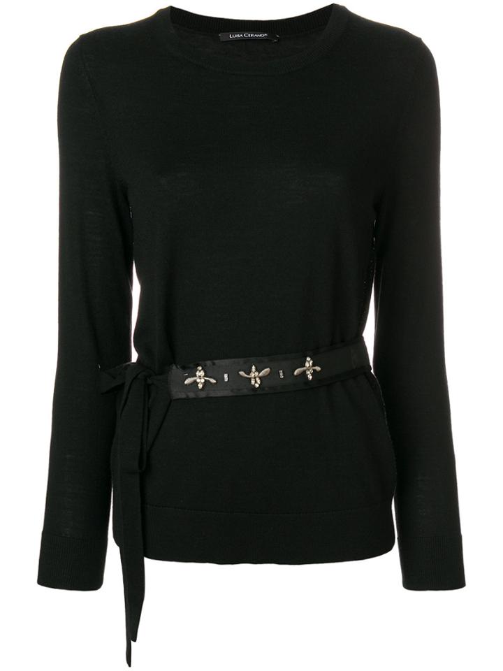 Luisa Cerano Belted Top - Black
