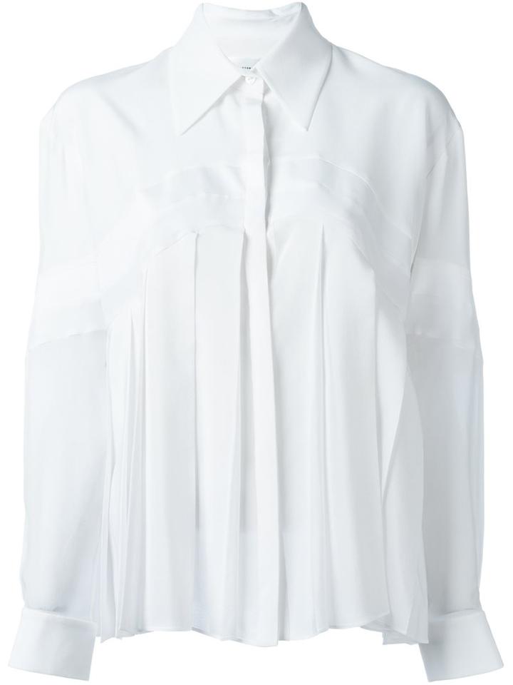 Victoria Victoria Beckham Pleated Shirt, Women's, Size: 12, White, Silk/cotton/polyester