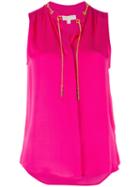 Michael Michael Kors Chain Detail Shirt, Women's, Size: Xs, Pink/purple, Silk