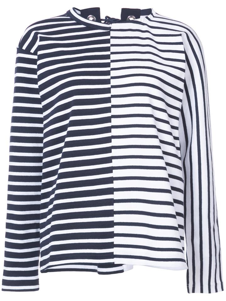 Sacai - Lace Back Breton Top - Women - Cotton - 3, Blue, Cotton