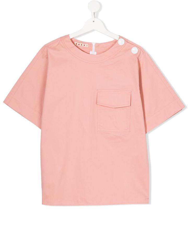 Marni Kids Flap Pocket T-shirt - Pink & Purple