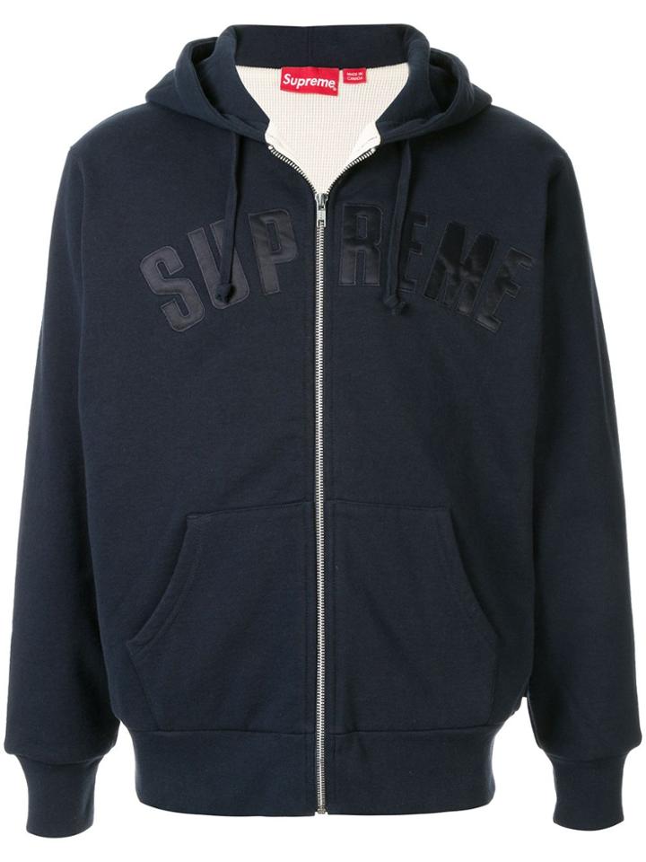 Supreme Arc Logo Thermal Zip-up Hoodie - Blue