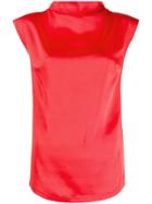 Styland Draped Neckline Top - Red