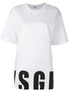 Msgm Logo Print Oversized T-shirt, Women's, Size: Xs, White, Cotton