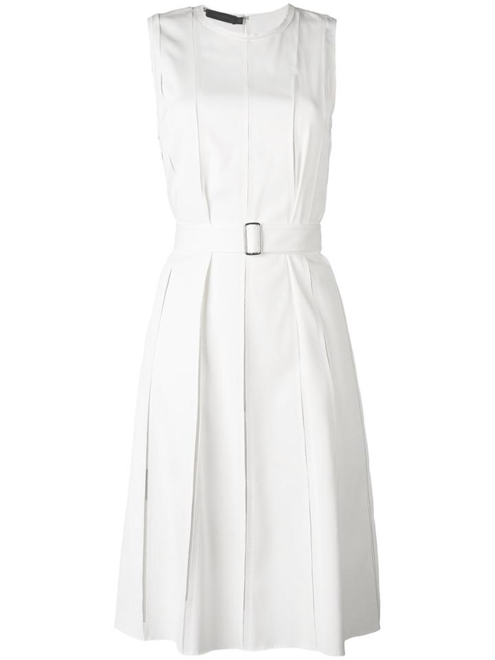 Calvin Klein Belted Pleated Dress - White