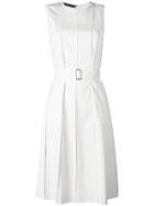 Calvin Klein Belted Pleated Dress - White