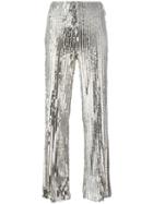 Jovanna - Sparky Sequins Wide Leg Trousers - Women - Acrylic/polyester - 6, Women's, Grey, Acrylic/polyester