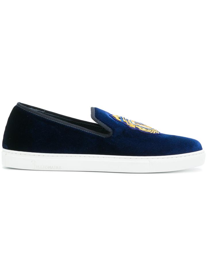 Billionaire Crest Slip-on Sneakers - Blue