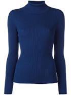 Balenciaga Ribbed Trim Jumper, Women's, Size: 38, Blue, Polyamide/acetate