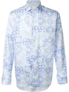 Etro Floral Print Shirt, Men's, Size: 43, Blue, Cotton