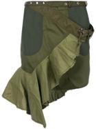 Marques'almeida Asymmetric Wrap Mini Skirt - Green
