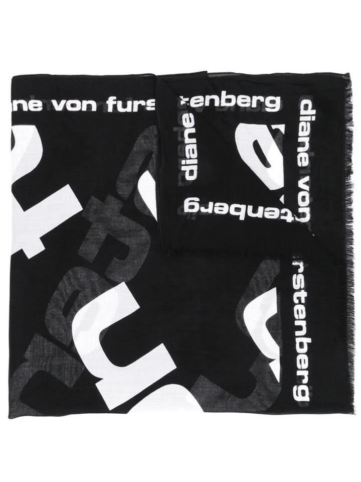 Dvf Diane Von Furstenberg Logo Print Scarf - Black