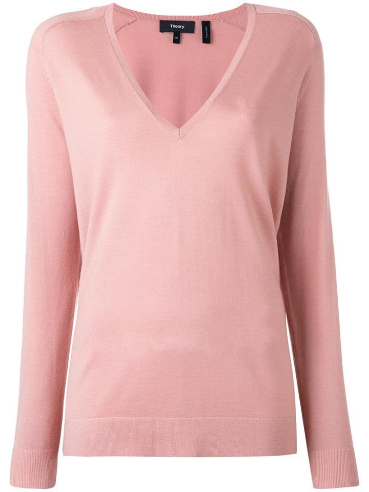 Theory V-neck Jumper, Women's, Size: Medium, Pink/purple, Merino