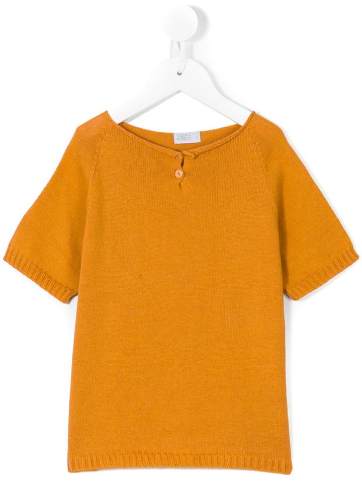 Violeta E Federico - Short-sleeved Sweater - Kids - Cotton - 6 Yrs, Yellow/orange
