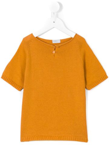 Violeta E Federico - Short-sleeved Sweater - Kids - Cotton - 6 Yrs, Yellow/orange