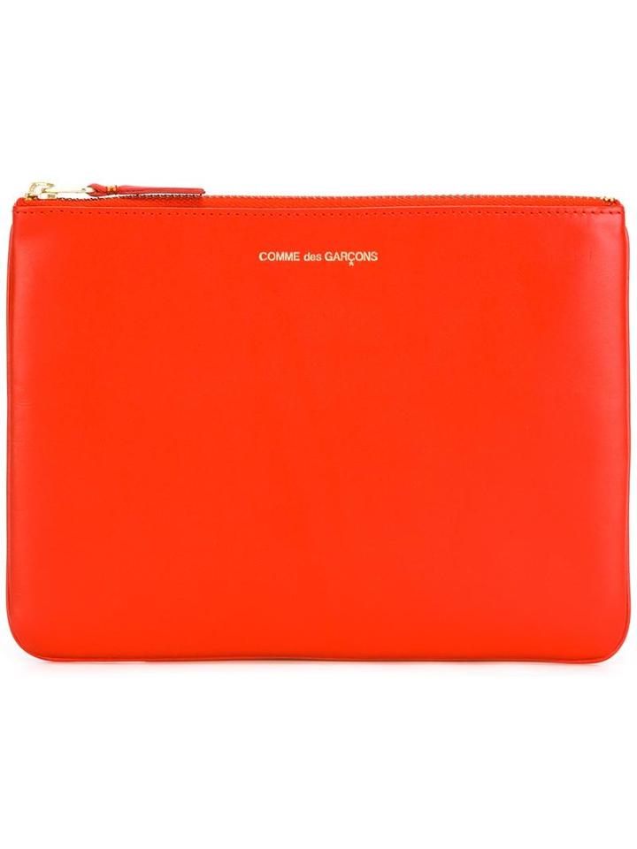 Comme Des Garçons Top Zip Clutch, Adult Unisex, Yellow/orange, Calf Leather