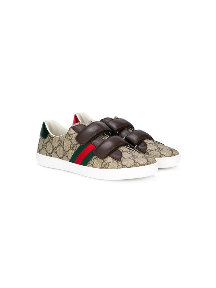 Gucci Kids Gg Supreme Sneakers - Brown