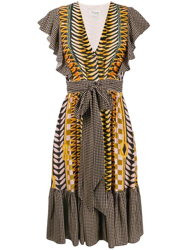 Temperley London Printed Tie Waist Dress - Black