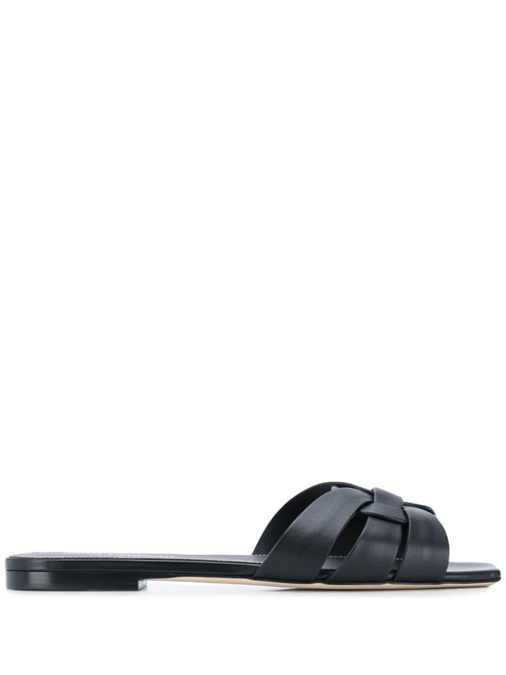 Saint Laurent Tribute Flat Sandal - Black