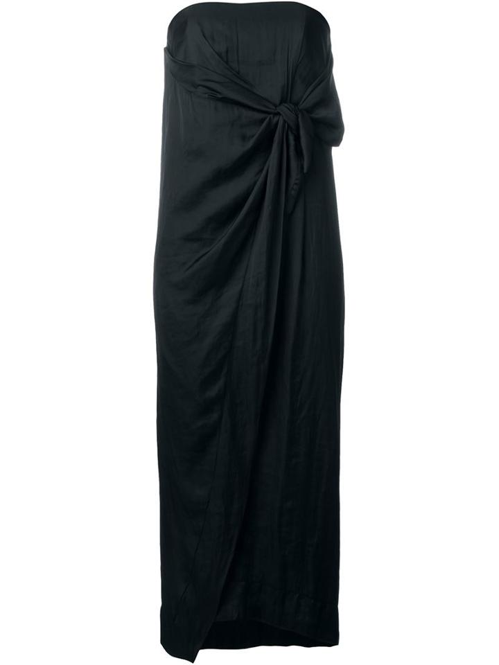 Cédric Charlier Strapless Knotted Dress, Women's, Size: 46, Black, Polyester