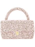 Chanel Vintage Quilted Cc Tweed Hand Bag - Pink & Purple