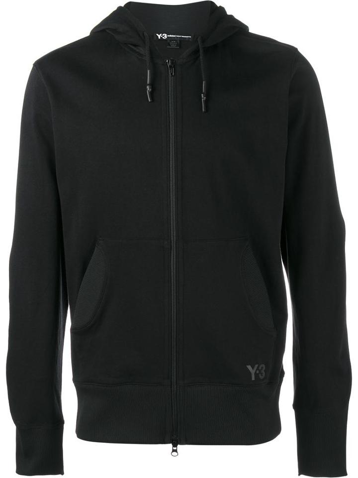 Y-3 Cotton Logo Hooded Sweatshirt, Men's, Size: Large, Black, Cotton/polyester/polyurethane