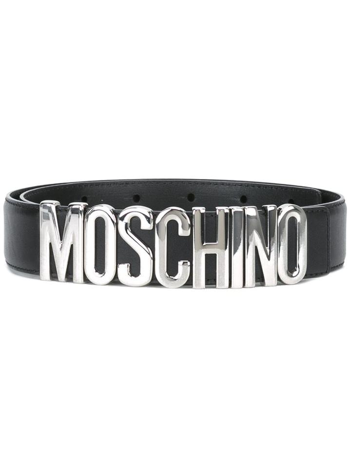 Moschino Logo Plaque Belt, Women's, Size: 75, Black, Leather