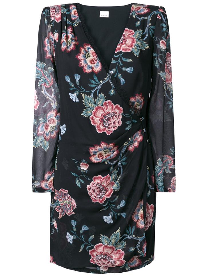 Pinko Elastico Floral Wrap Dress - Black