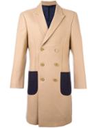 Lc23 Patch Pockets Double-breasted Coat, Men's, Size: 48, Nude/neutrals, Wool/cashmere/nylon/viscose