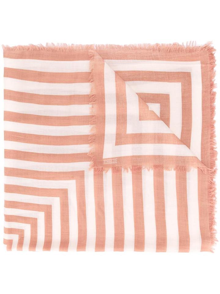 Closed Striped Scarf, Women's, Pink/purple, Cotton/lyocell