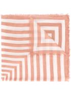 Closed Striped Scarf, Women's, Pink/purple, Cotton/lyocell