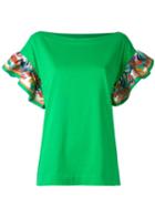 Emilio Pucci Ruffle Sleeve T-shirt, Women's, Size: Large, Green, Silk/cotton