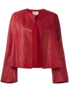 Forte Forte Collarless Open Leather Jacket, Women's, Size: 0, Red, Leather